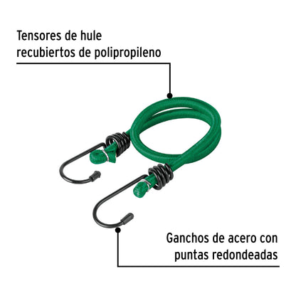 Tensores elásticos verdes de 45 cm