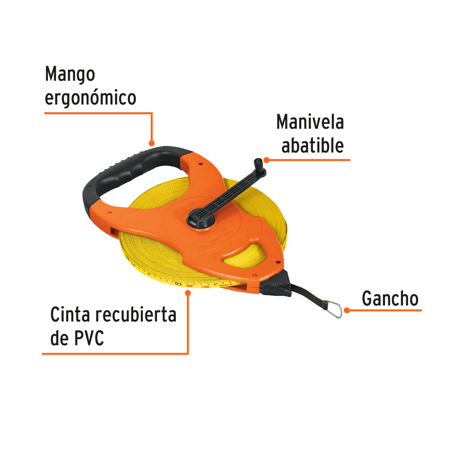 Cinta metrica de fibra de vidrio 100 m