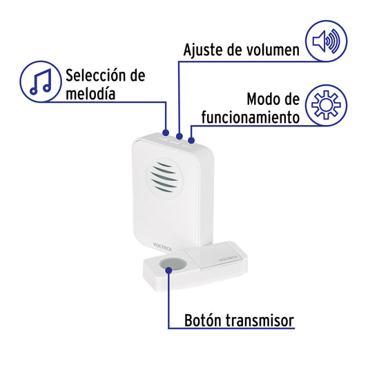 Timbre inalámbrico de pilas con 36 tonos