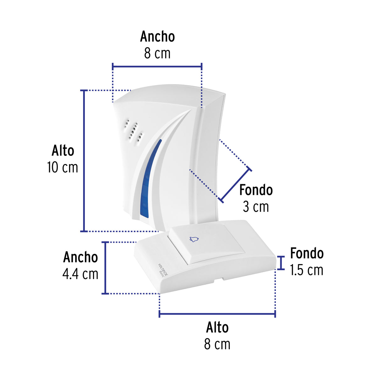 Timbre inalámbrico de pilas, 36 tonos, VOLTECK BASIC · vista 3