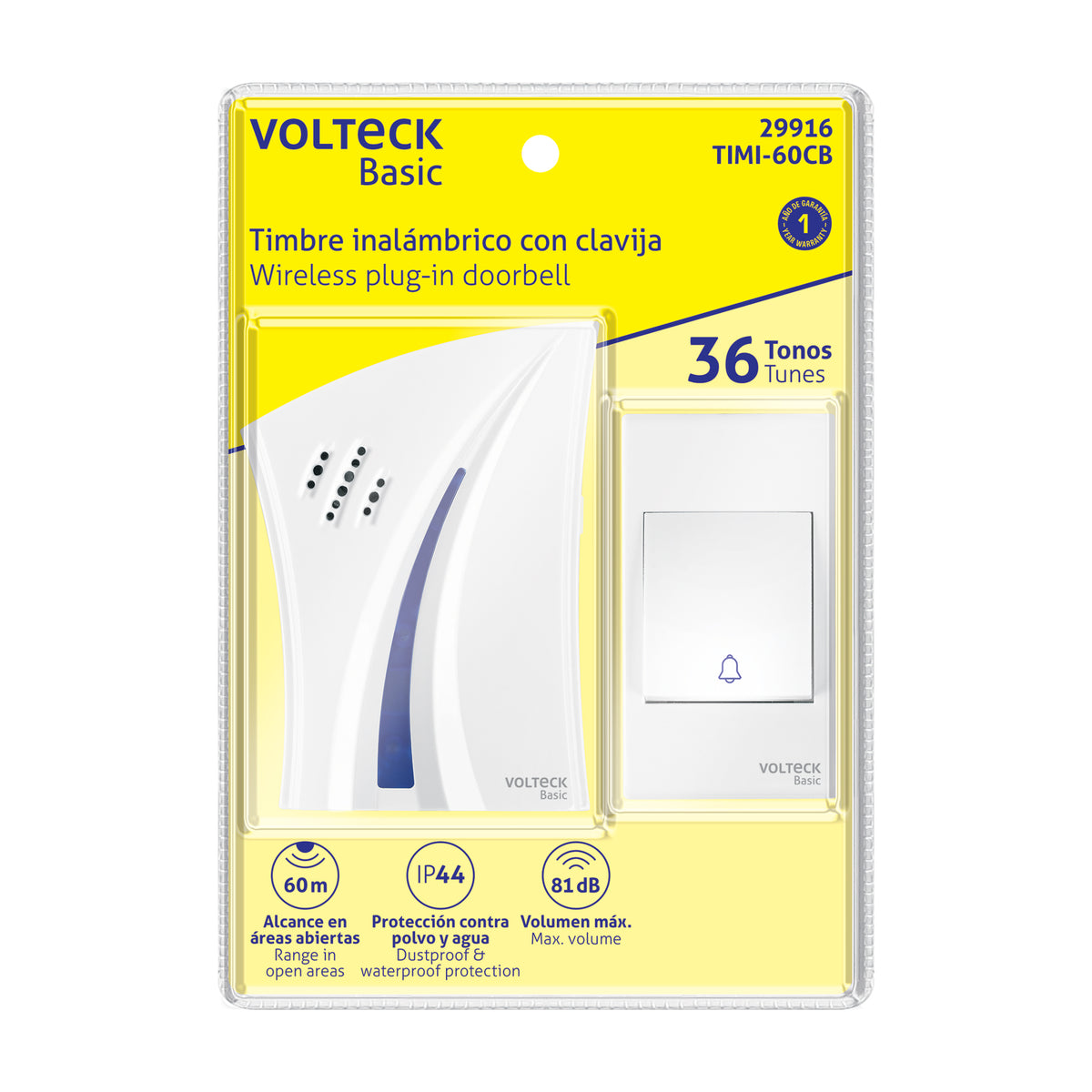 Timbre inalámbrico con clavija, 36 tonos, VOLTECK BASIC · vista 5
