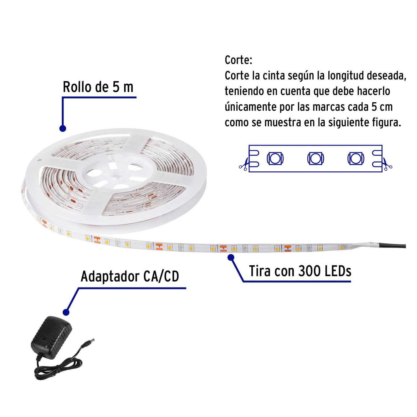 Tira LED RGB de 40 W para interior y exterior de 5 m