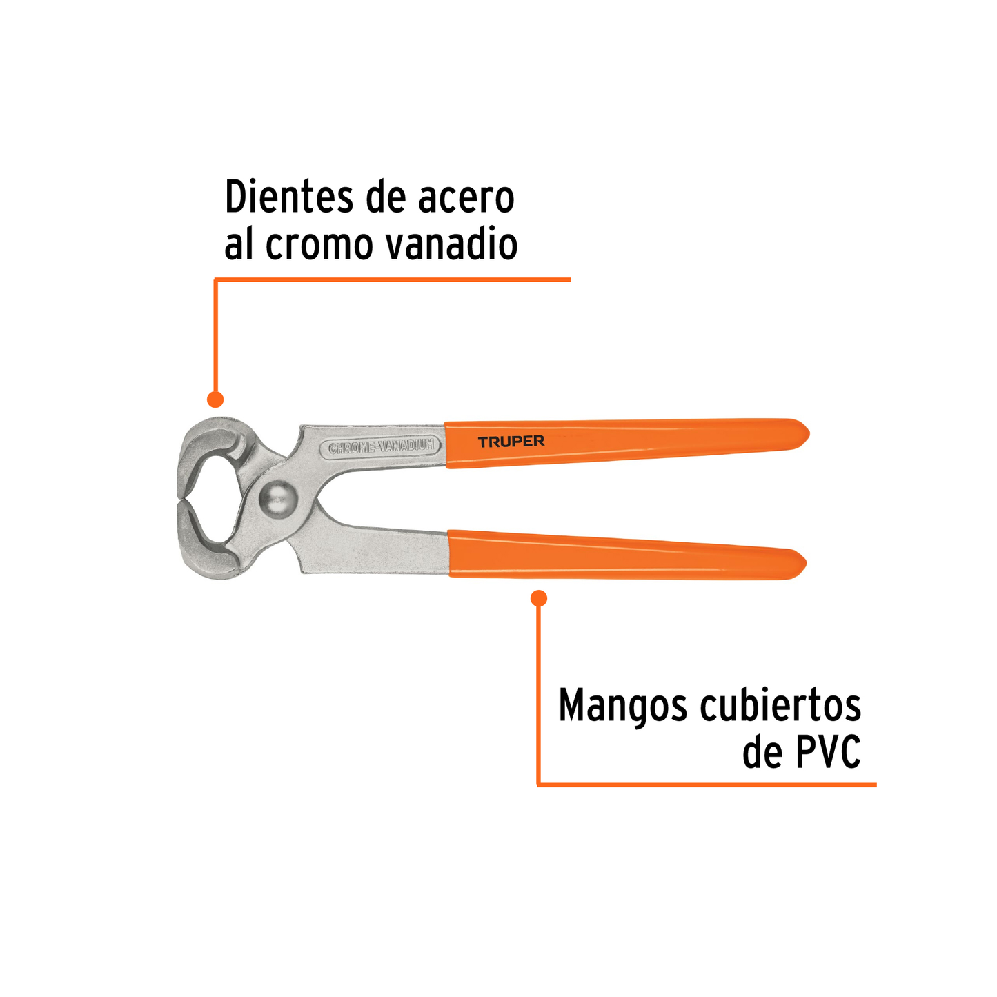 Tenaza para carpintero de 8 pulgadas con mangos recubiertos de PVC