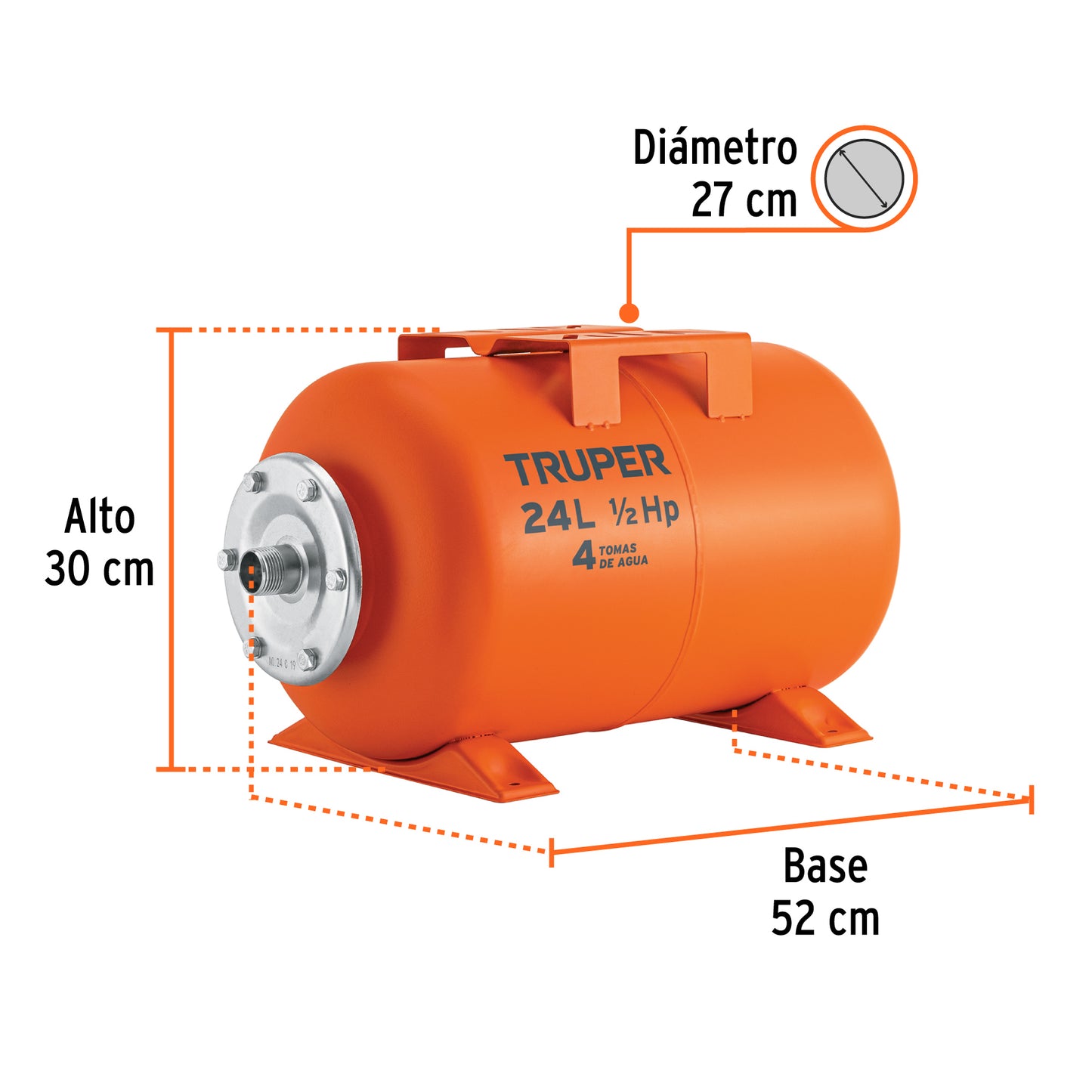 Tanque hidroneumático horizontal de 24 litros