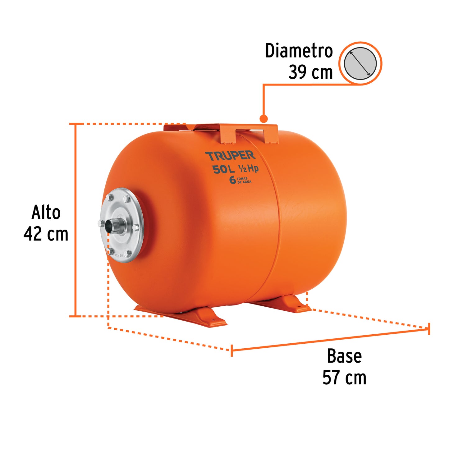 Tanque hidroneumático horizontal de 50 litros