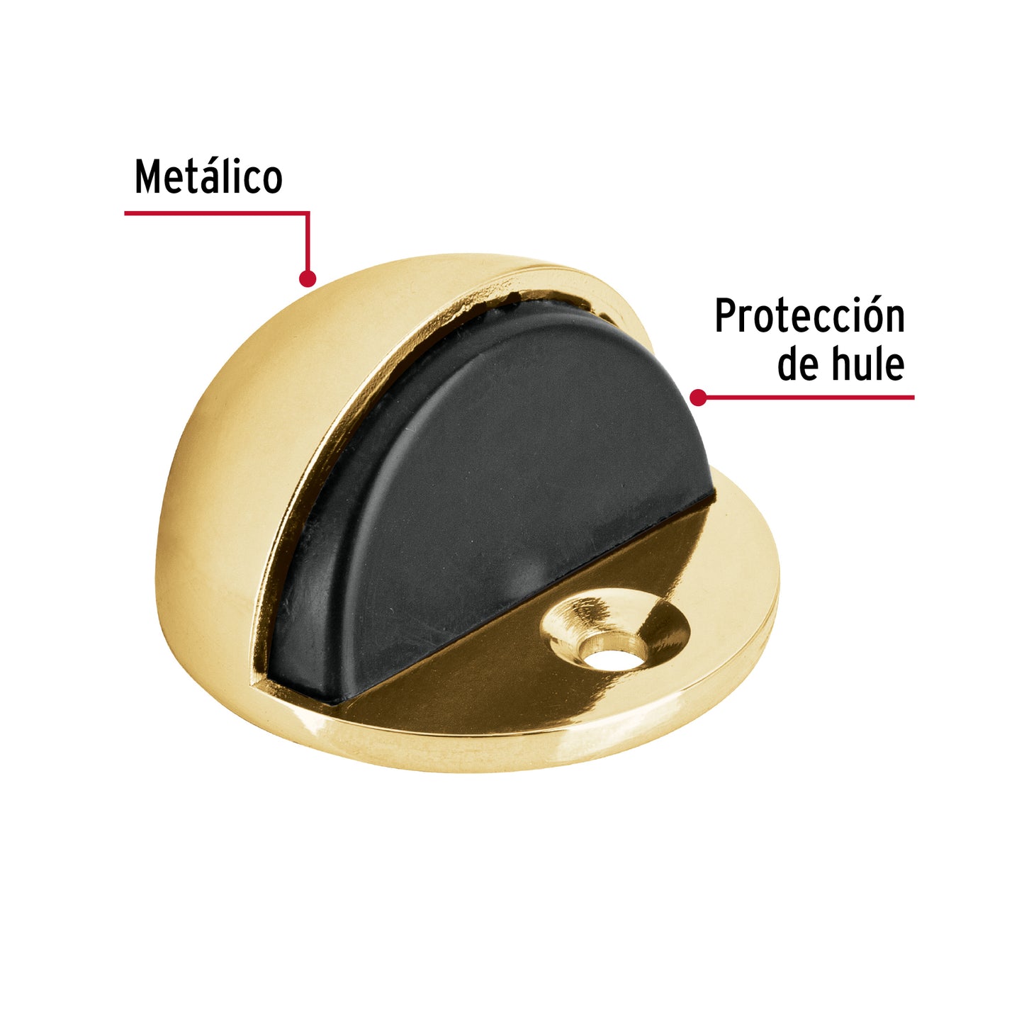 Tope tipo domo para puerta acabado latón brillante