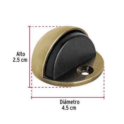 Tope tipo media luna para puerta, latón antiguo · vista 3