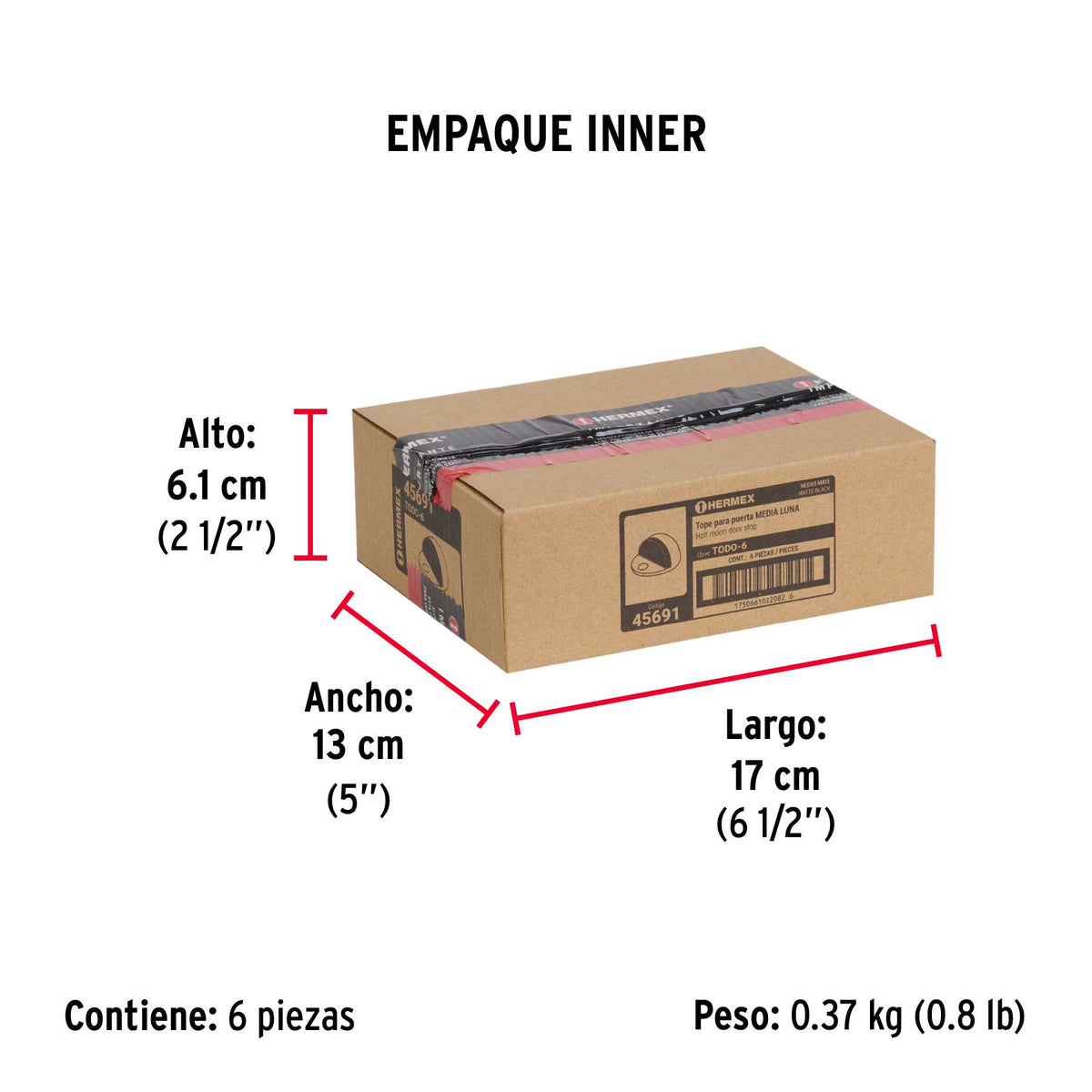 Tope tipo media luna para puerta, negro mate · vista 5