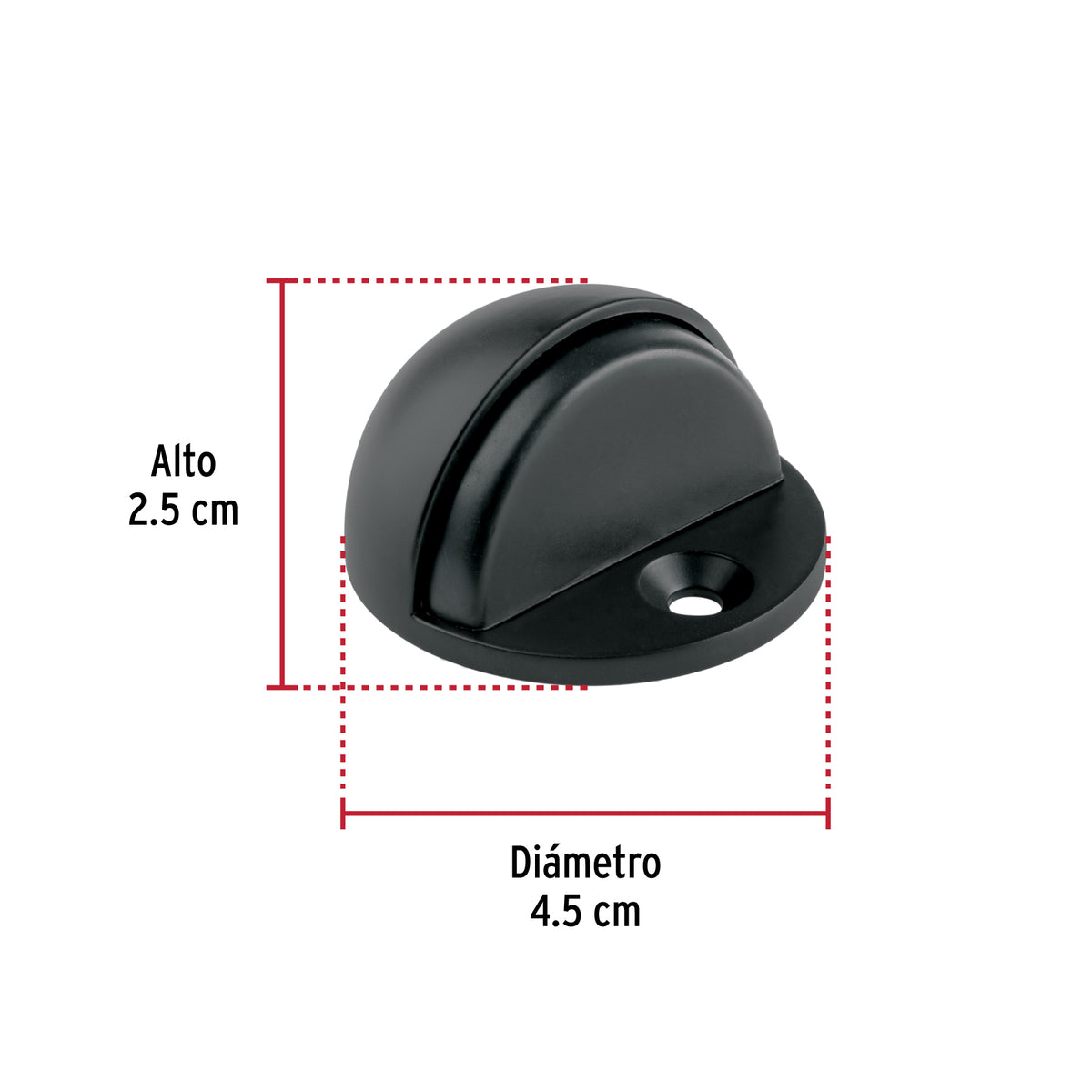 Tope tipo media luna para puerta, negro mate · vista 3