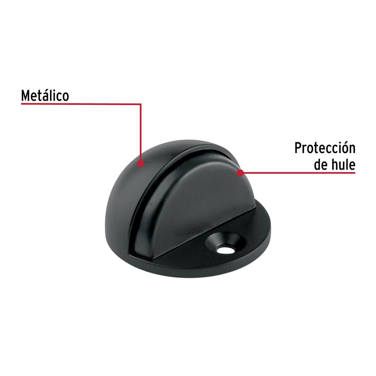 Tope tipo media luna para puerta, negro mate · vista 2