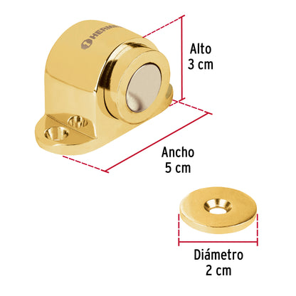 Tope para puerta magnético acabado latón brillante