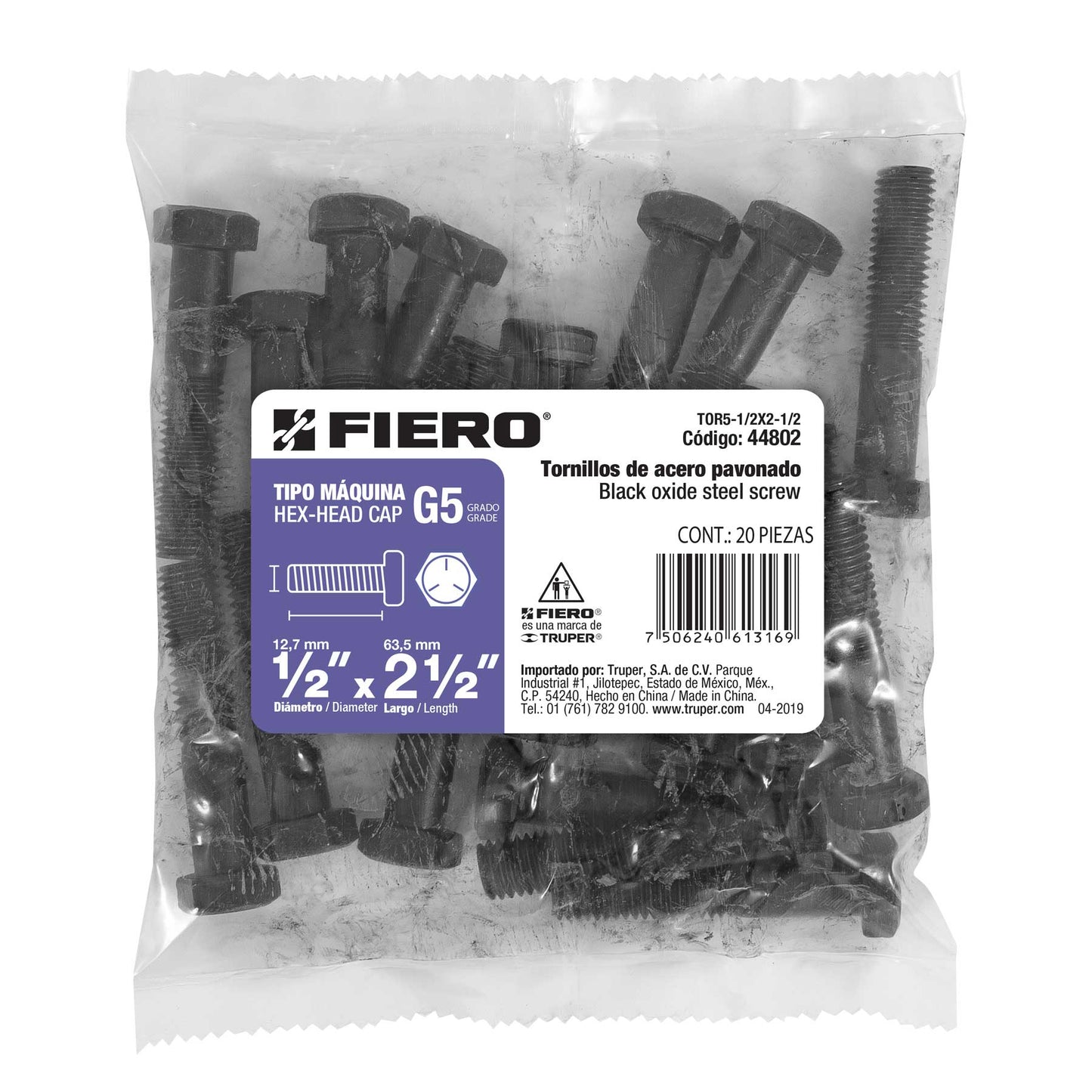 Tornillos grado 5 1/2 x 2-1/2
