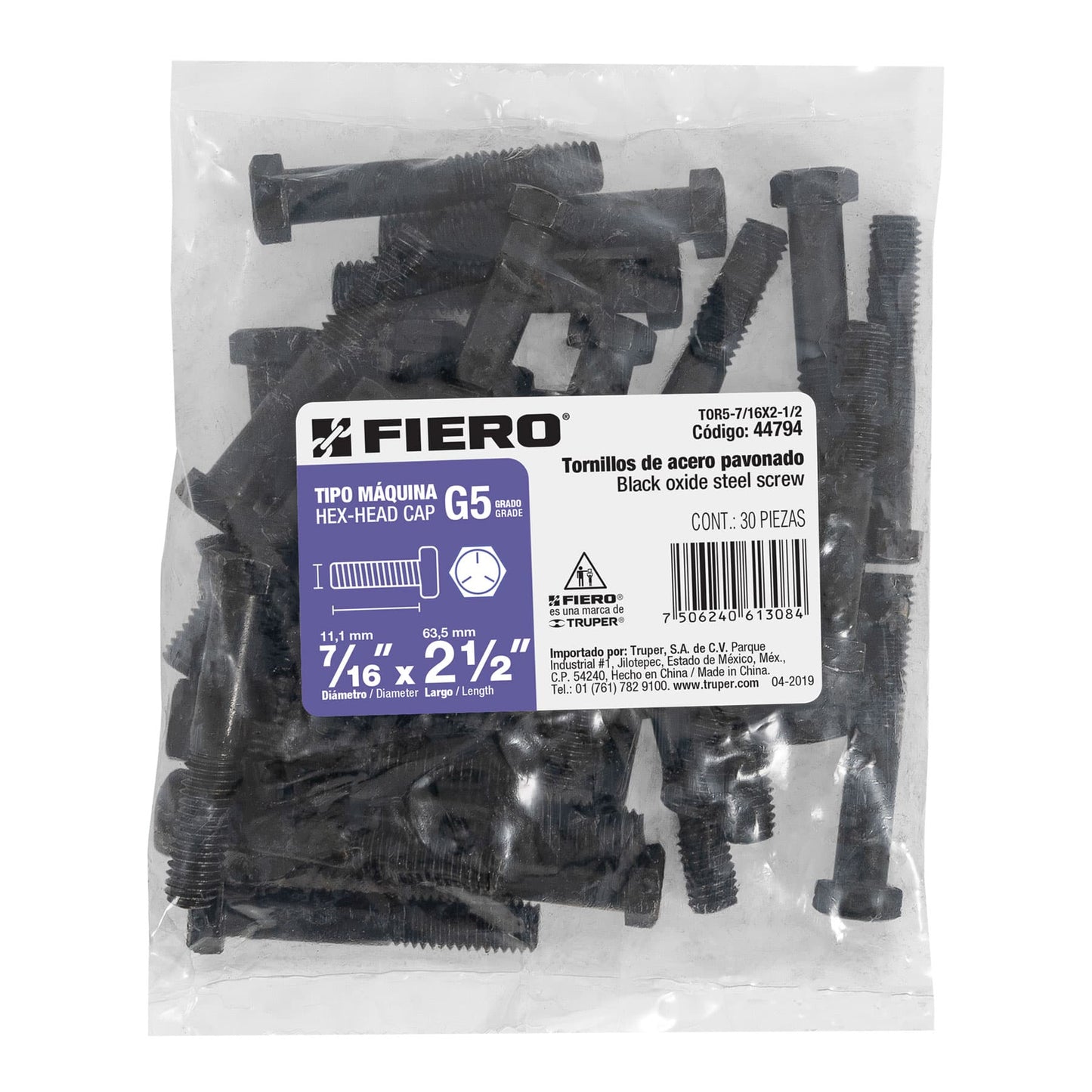 Tornillos grado 5 7/16 x 2-1/2