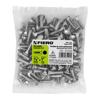 Tornillo coche galvanizado 1/4 x 1 pulg