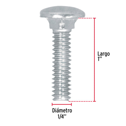 Tornillo coche galvanizado 1/4 x 1 pulg
