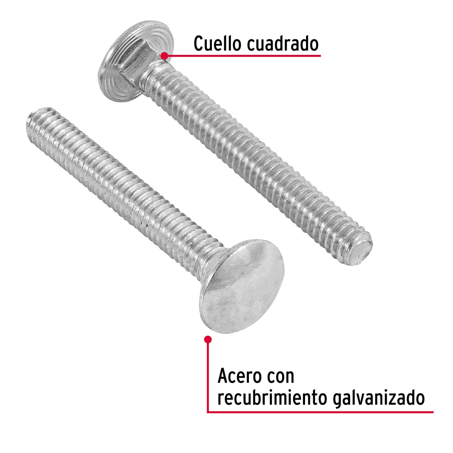 Tornillo coche galvanizado 1/4 x 2 pulg