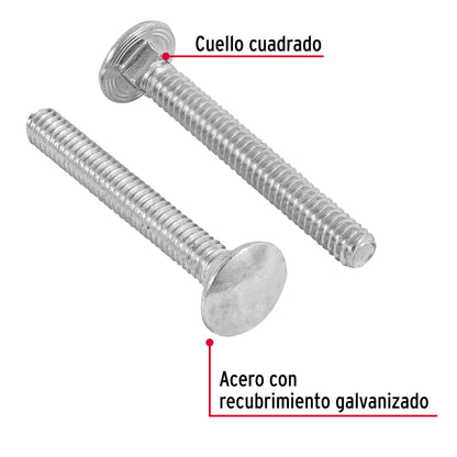 Tornillo coche galvanizado 1/4 x 2 pulg