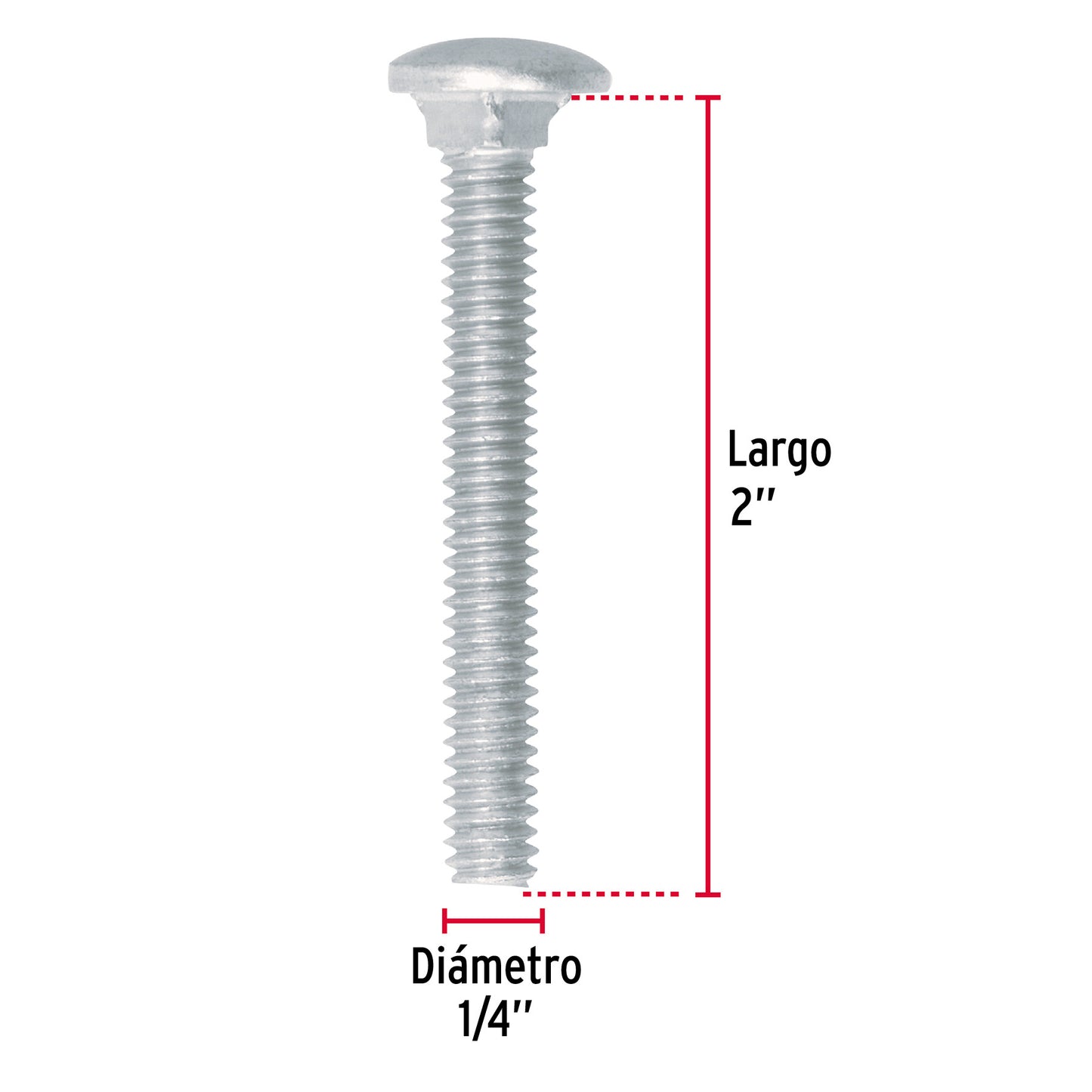 Tornillo coche galvanizado 1/4 x 2 pulg