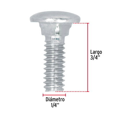 Tornillo coche galvanizado 1/4 x 3/4 pulg