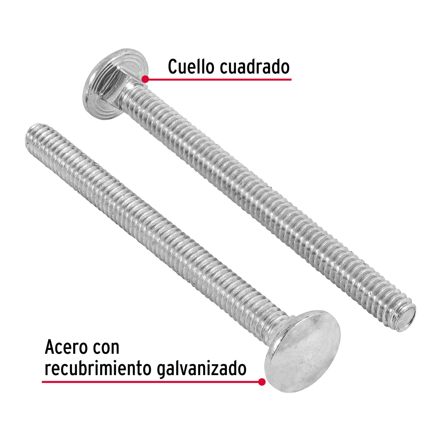 Tornillo coche galvanizado 1/4 x 3 pulg
