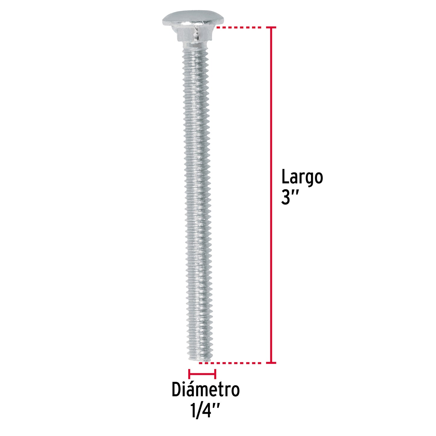 Tornillo coche galvanizado 1/4 x 3 pulg