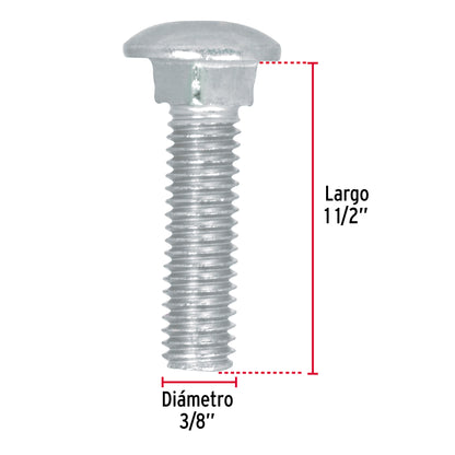 Tornillo coche galvanizado 3/8 x 1-1/2 pulg