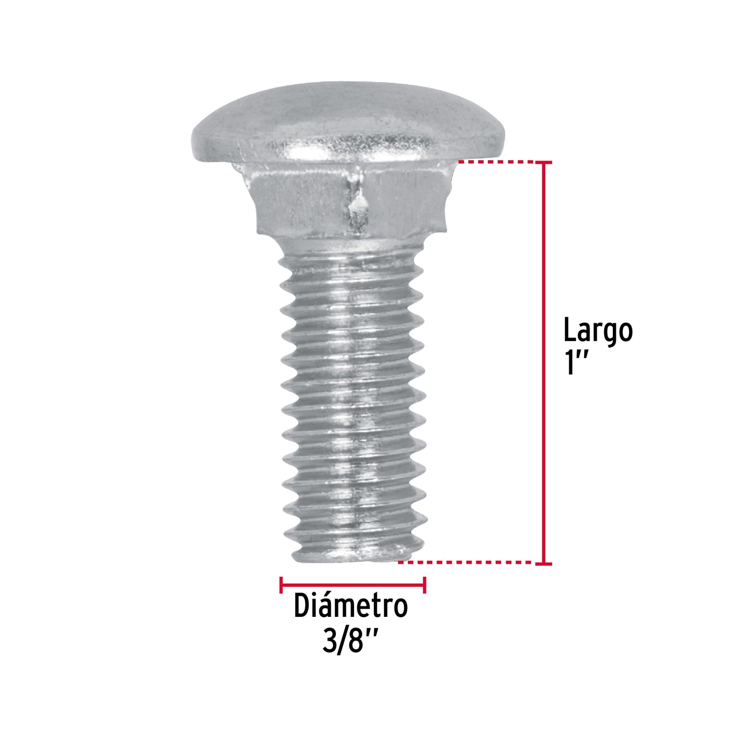 Tornillo coche galvanizado 3/8 x 1 pulg