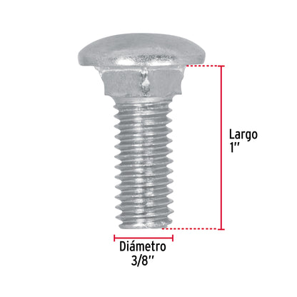 Tornillo coche galvanizado 3/8 x 1 pulg