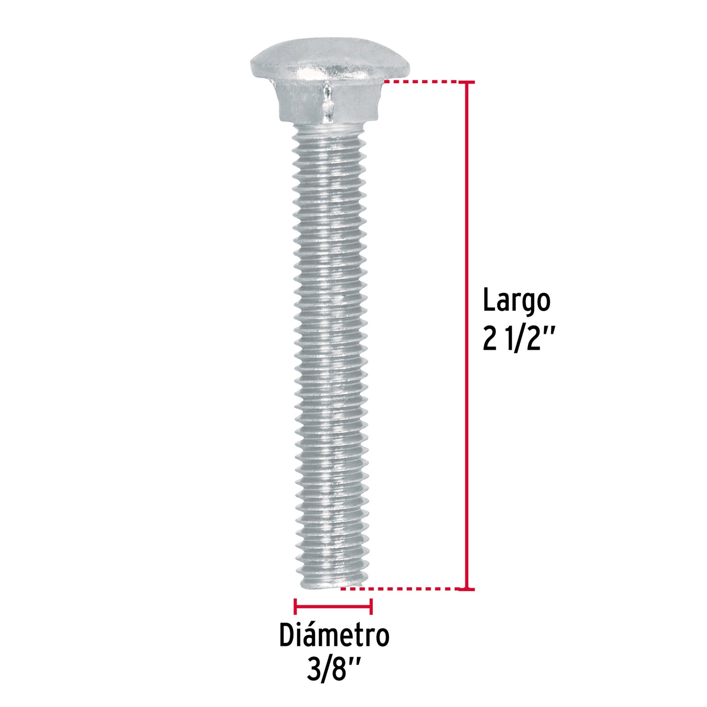 Tornillo coche galvanizado 3/8 x 2-1/2 pulg