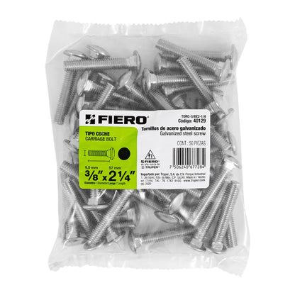Tornillo coche galvanizado 3/8 x 2-1/4 pulg