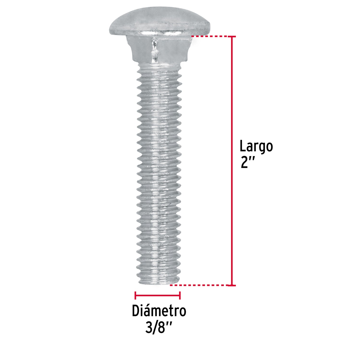Tornillo coche galvanizado 3/8 x 2 pulg