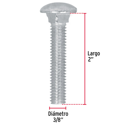Tornillo coche galvanizado 3/8 x 2 pulg