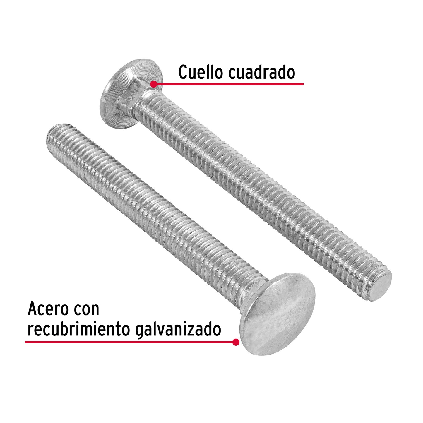Tornillo coche galvanizado 3/8 x 3-1/2 pulg
