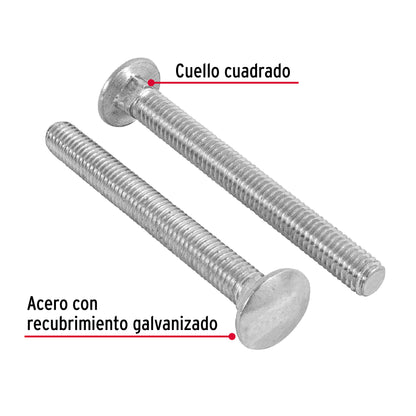 Tornillo coche galvanizado 3/8 x 3-1/2 pulg