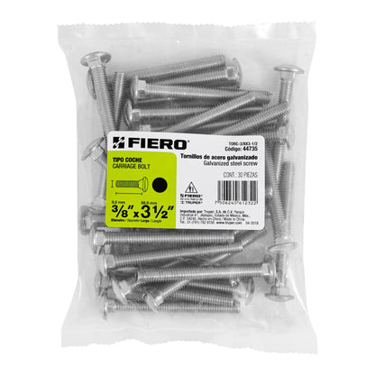 Tornillo coche galvanizado 3/8 x 3-1/2 pulg