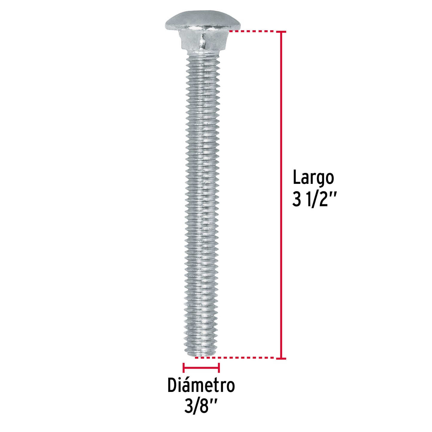 Tornillo coche galvanizado 3/8 x 3-1/2 pulg