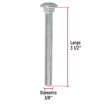 Tornillo coche galvanizado 3/8 x 3-1/2 pulg
