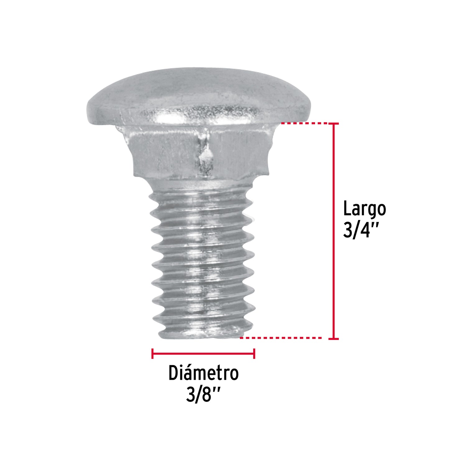Tornillo coche galvanizado 3/8 x 3/4 pulg