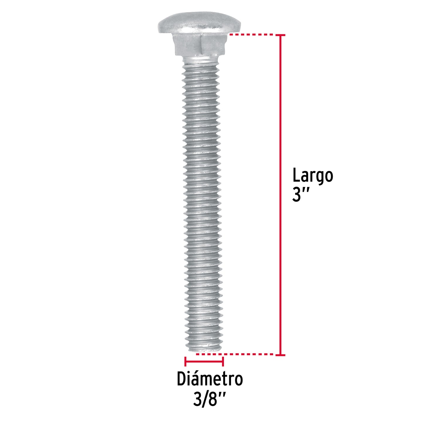 Tornillo coche galvanizado 3/8 x 3 pulg