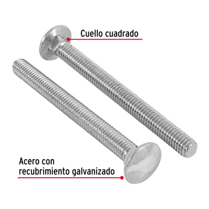 Tornillo coche galvanizado 3/8 x 4 pulg