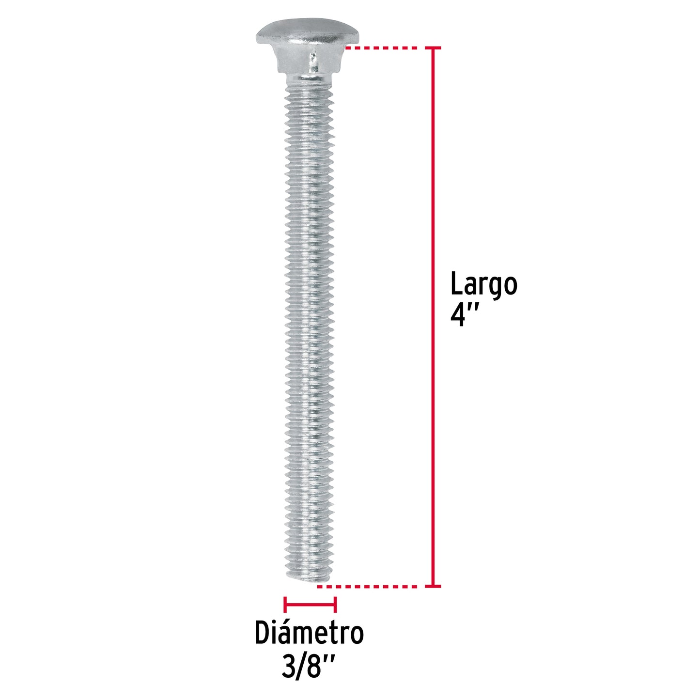 Tornillo coche galvanizado 3/8 x 4 pulg