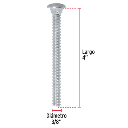 Tornillo coche galvanizado 3/8 x 4 pulg