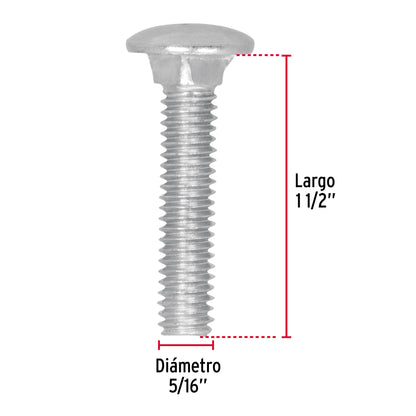 Tornillo coche galvanizado 5/16 x 1-1/2 pulg