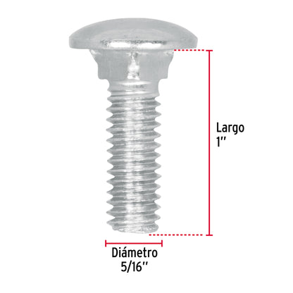 Tornillo coche galvanizado 5/16 x 1 pulg