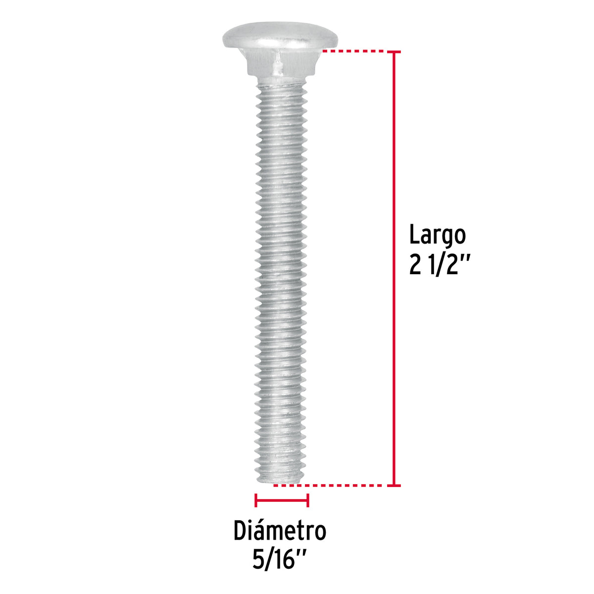 Tornillo coche galvanizado 5/16 x 2-1/2 pulg