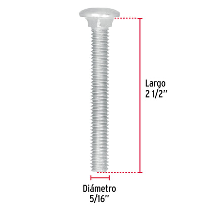 Tornillo coche galvanizado 5/16 x 2-1/2 pulg