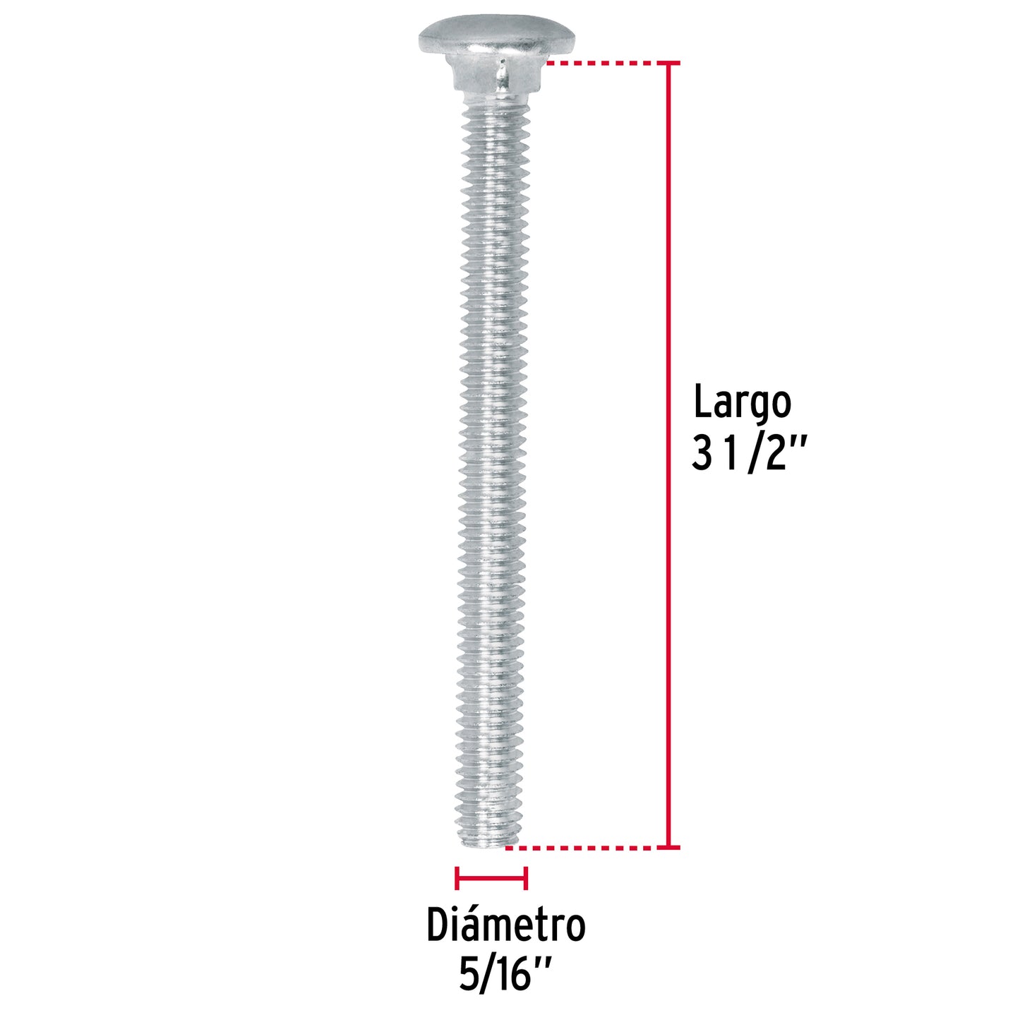 Tornillo coche galvanizado 5/16 x 3-1/2 pulg