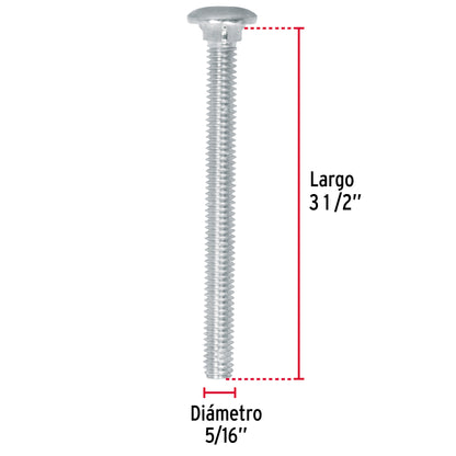 Tornillo coche galvanizado 5/16 x 3-1/2 pulg