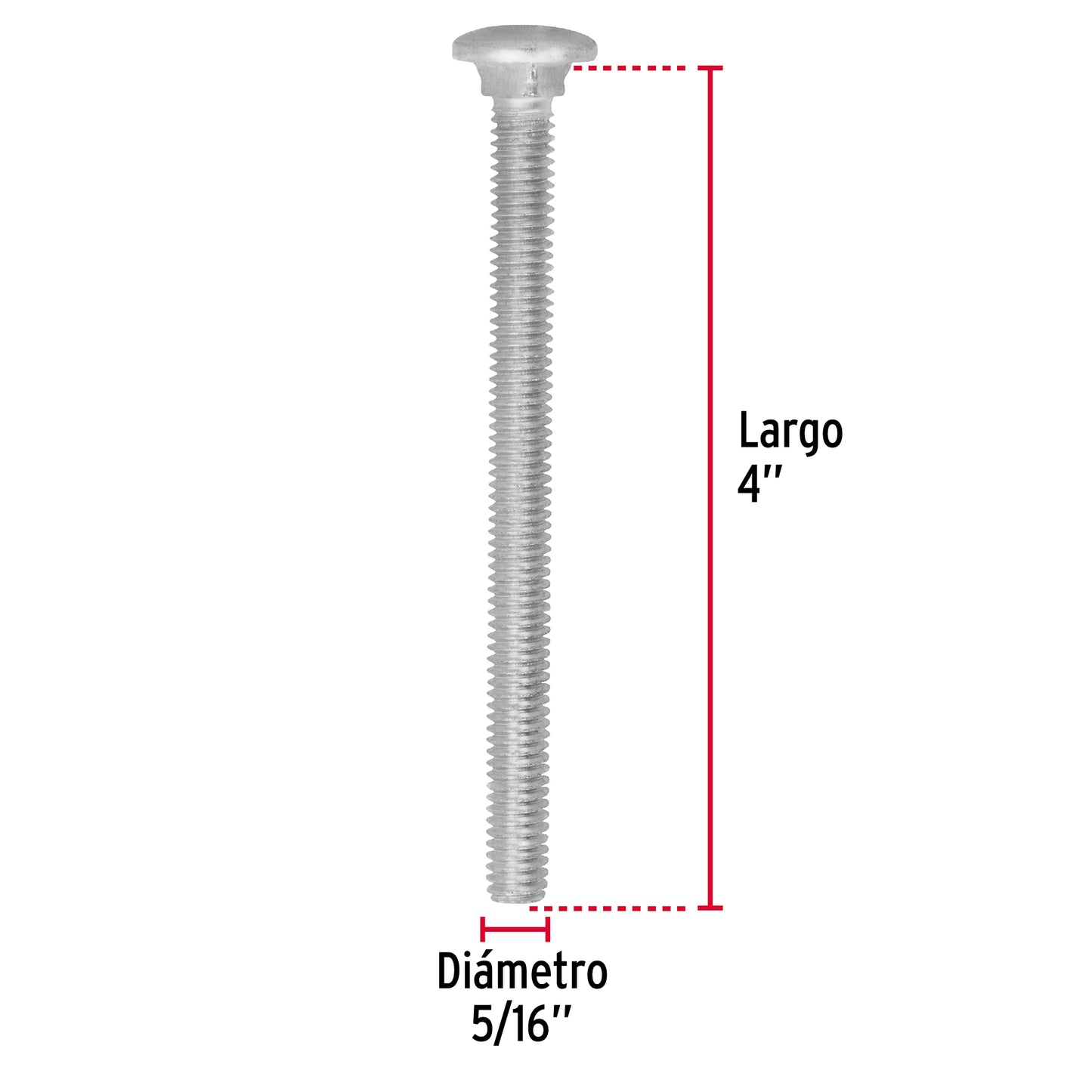 Tornillo coche galvanizado 5/16 x 4 pulg