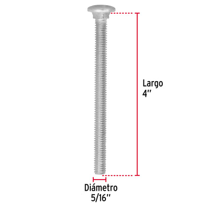 Tornillo coche galvanizado 5/16 x 4 pulg